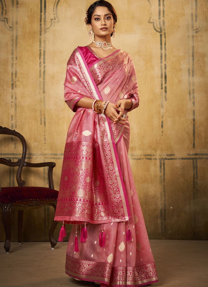Pink Banasari Silk Saree