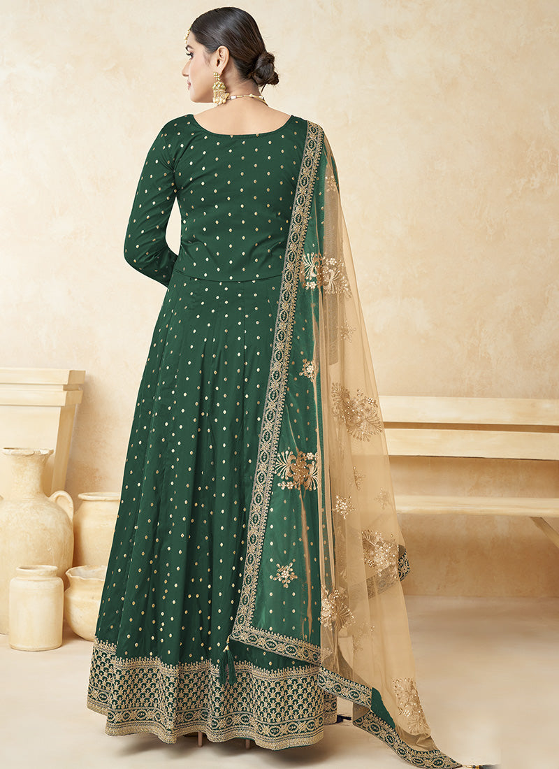 Green Taffeta Silk Anarkali Suit-2