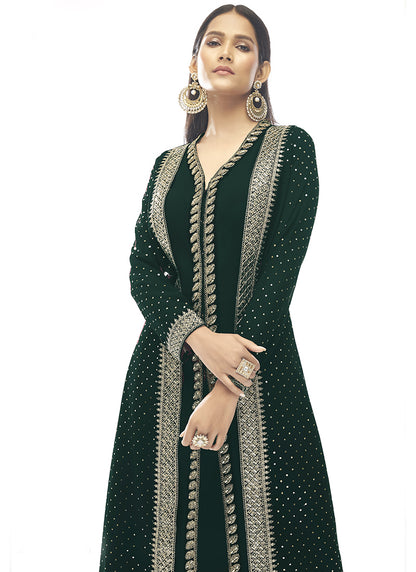 Green Georgette Straight Cut Salwar Suit-2