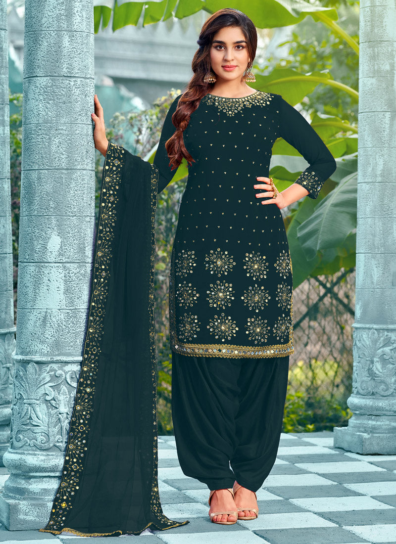 Aqua Green Punjabi Patiyala Suit