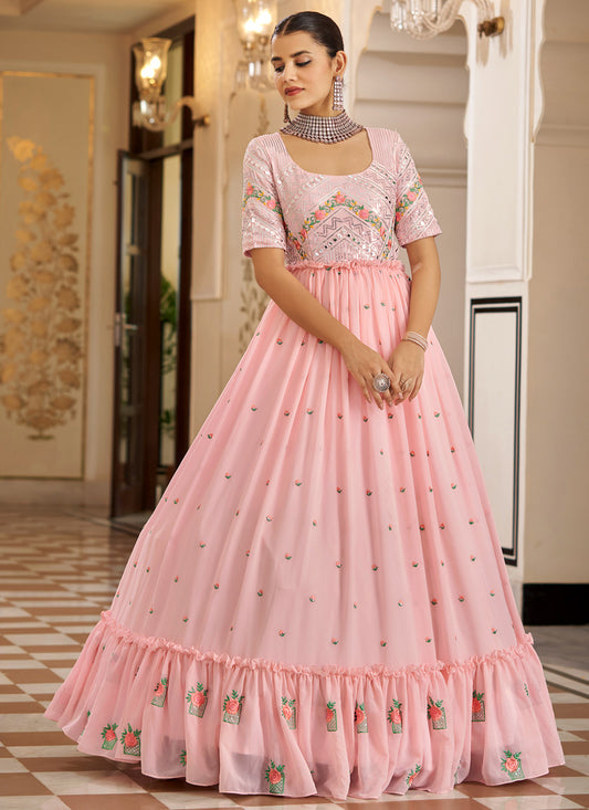 Baby Pink Indo-Western Anarkali Gown