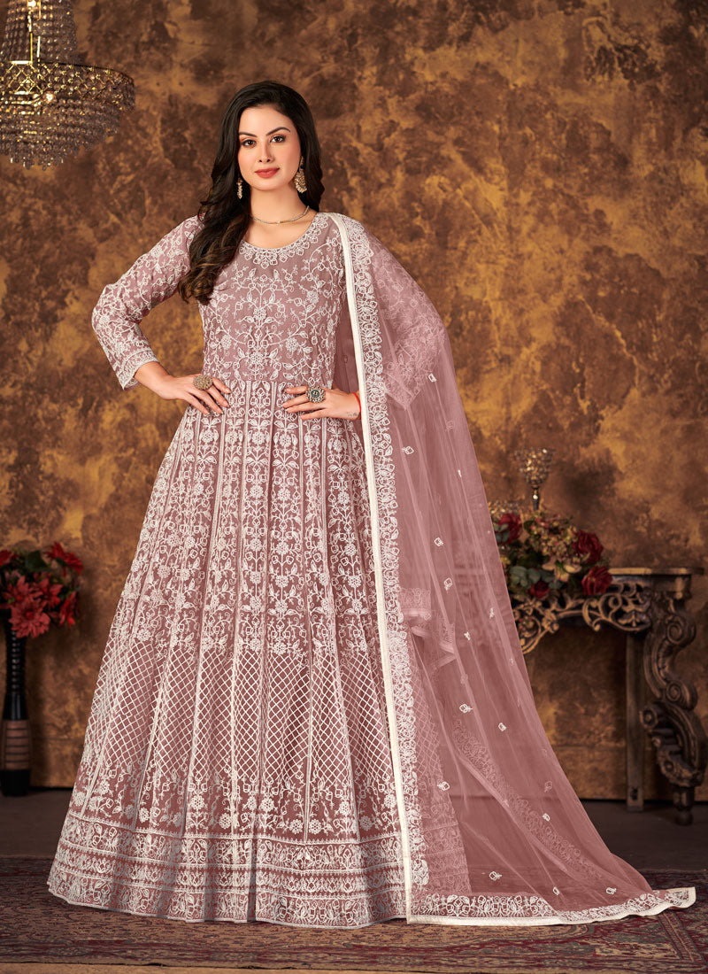 Beige Net Salwar Kameez