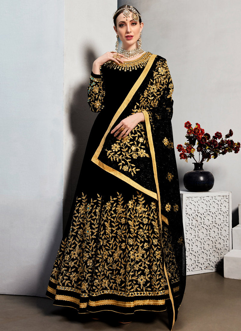 Black embroidery Georgette Abaya Suit