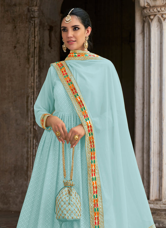 Blue Georgette Anarkali Suit