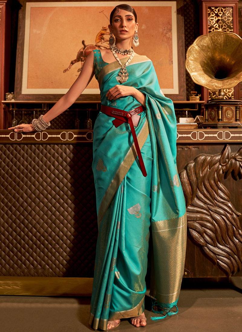 Blue Handloom Silk Saree