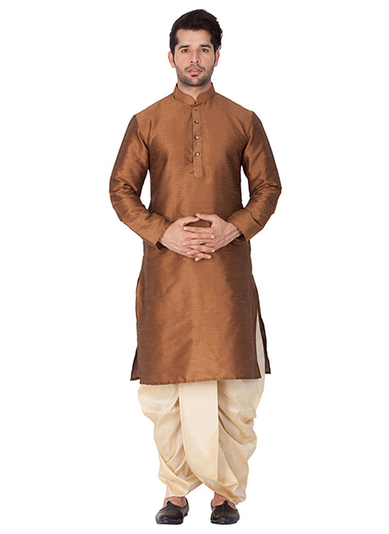 Brown Silk Kurta with Dhoti