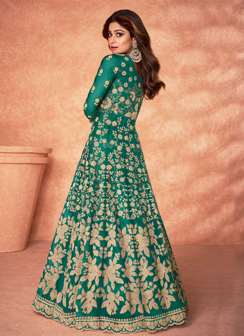 Green Embroidery Anarkali Suit-2