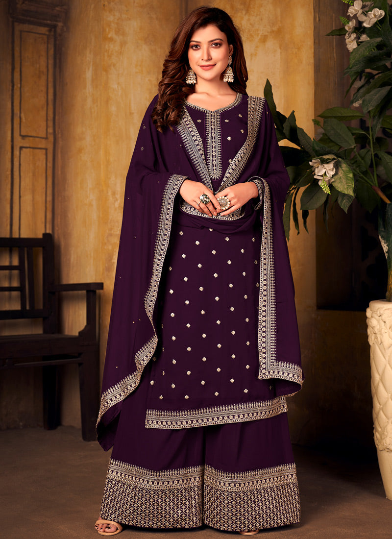 Lavender Georgette Palazzo Suit