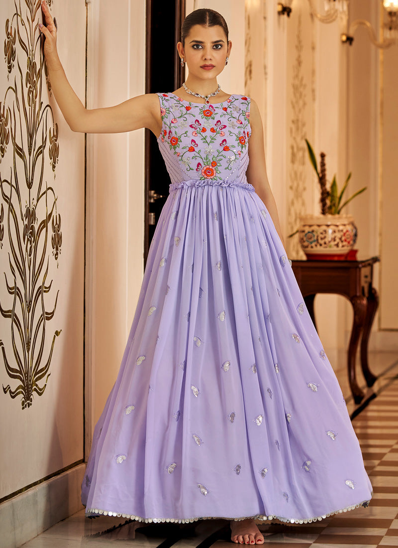 Light Purple Indo-Western Anarkali Gown