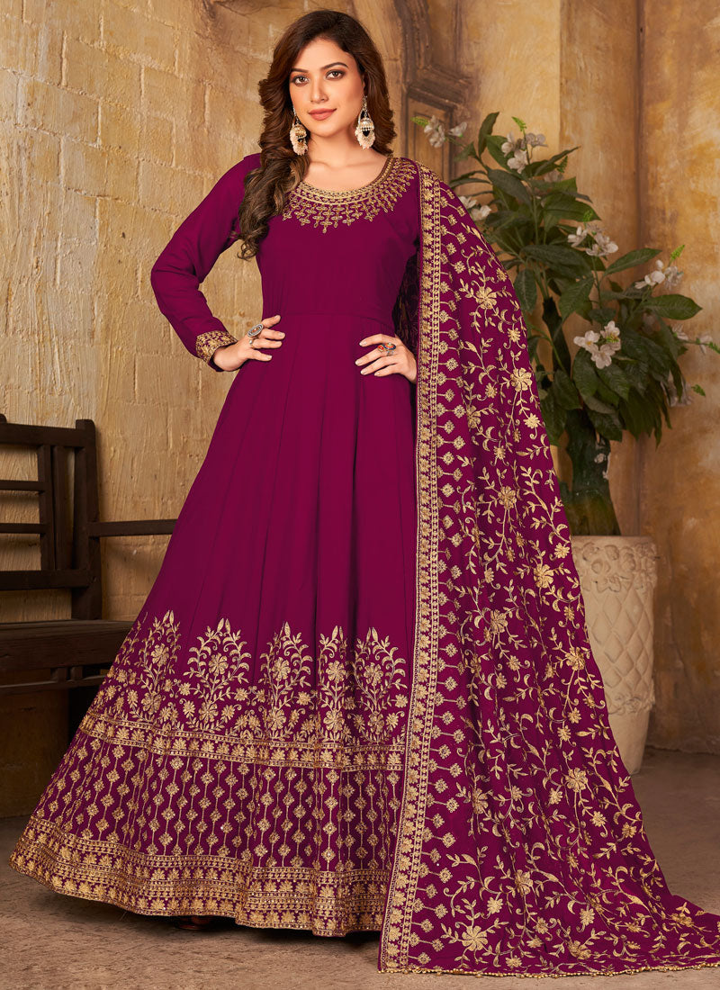 Magenta Georgette Anarkali Suit