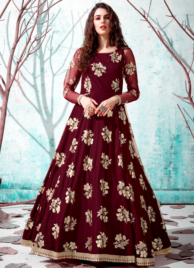 Maroon Designer Gown