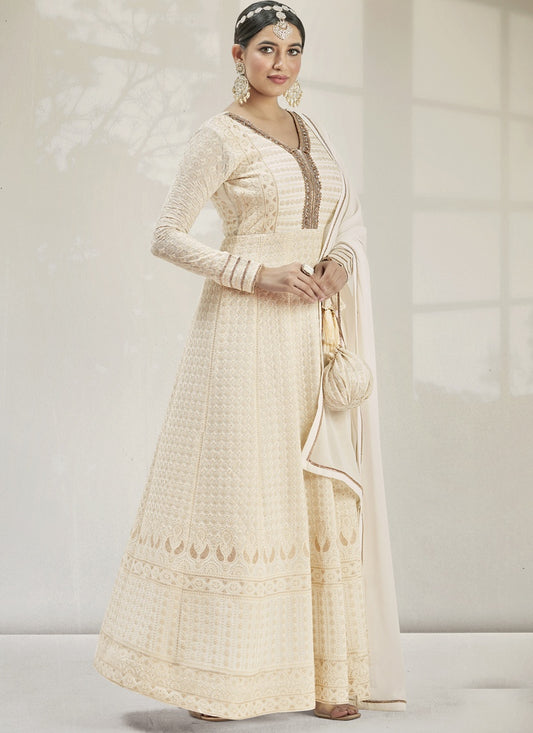 Off White Georgette Anarkali Suit