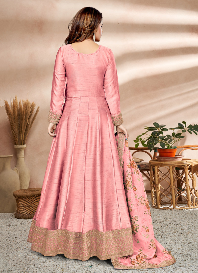 Pink Art Silk Anarkali Suit-2