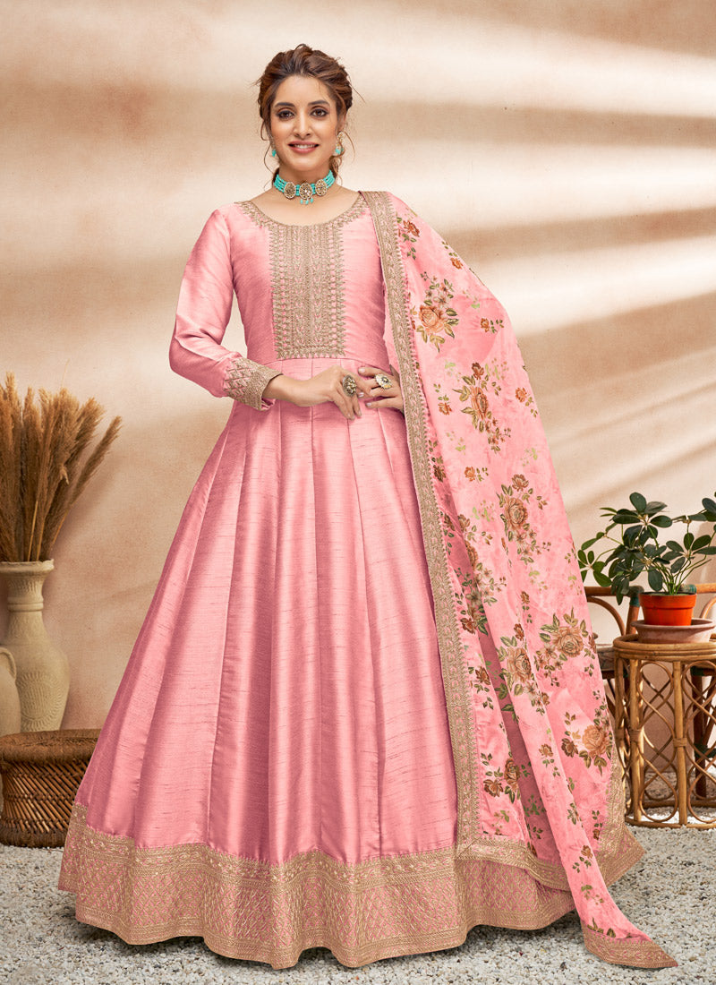 Pink Art Silk Anarkali Suit-2