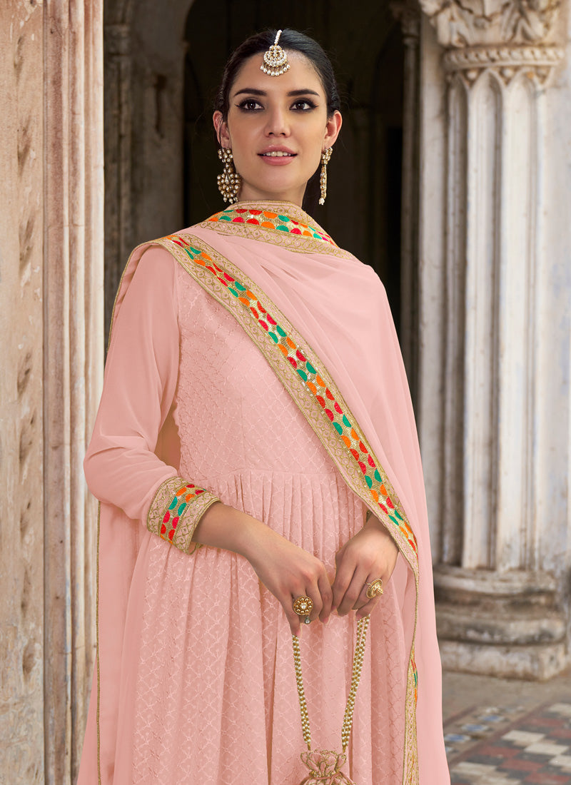 Pink Georgette Anarkali Suit