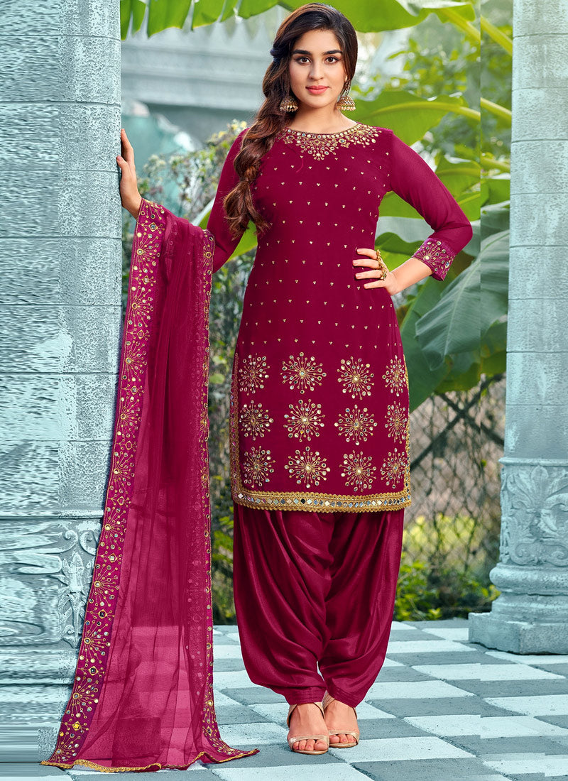 Magenta Punjabi Patiyala Suit