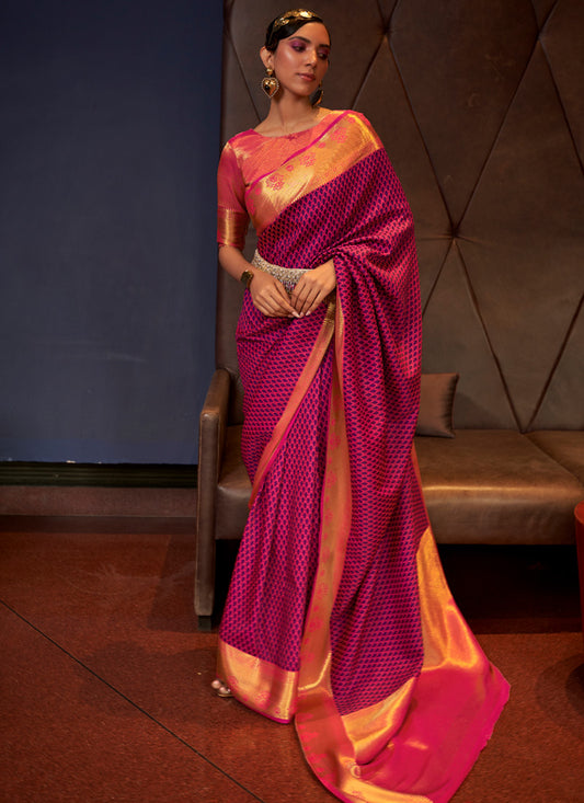 Pink Silk Handwoven Saree