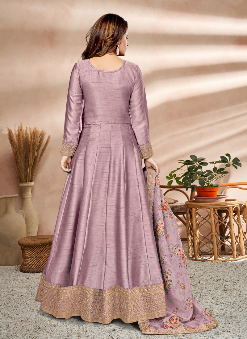 Purple Art Silk Anarkali Suit-2