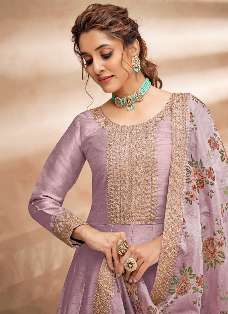 Purple Art Silk Anarkali Suit-2