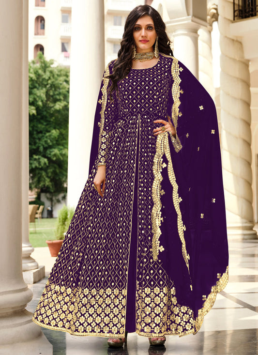 Purple Georgette Anarkali Suit