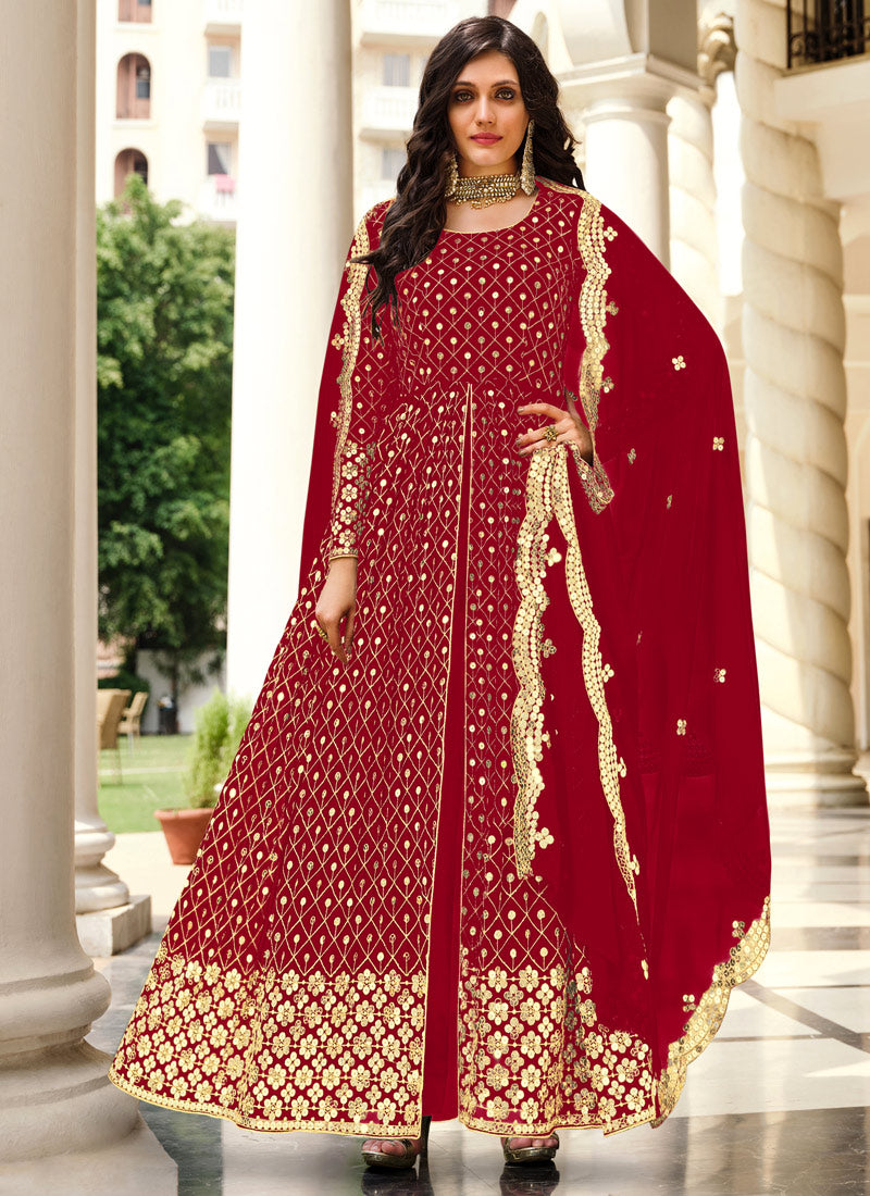 Red Georgette Anarkali Suit