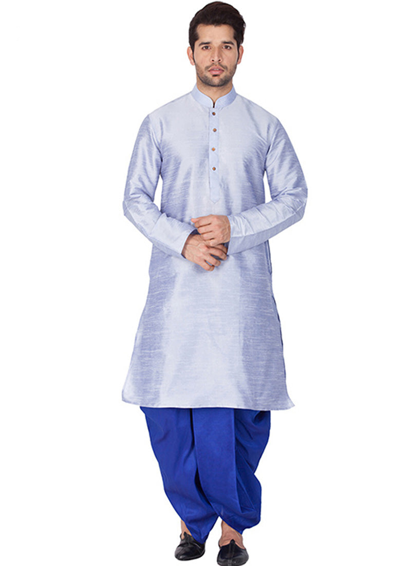 Sky Blue Silk Kurta with Dhoti