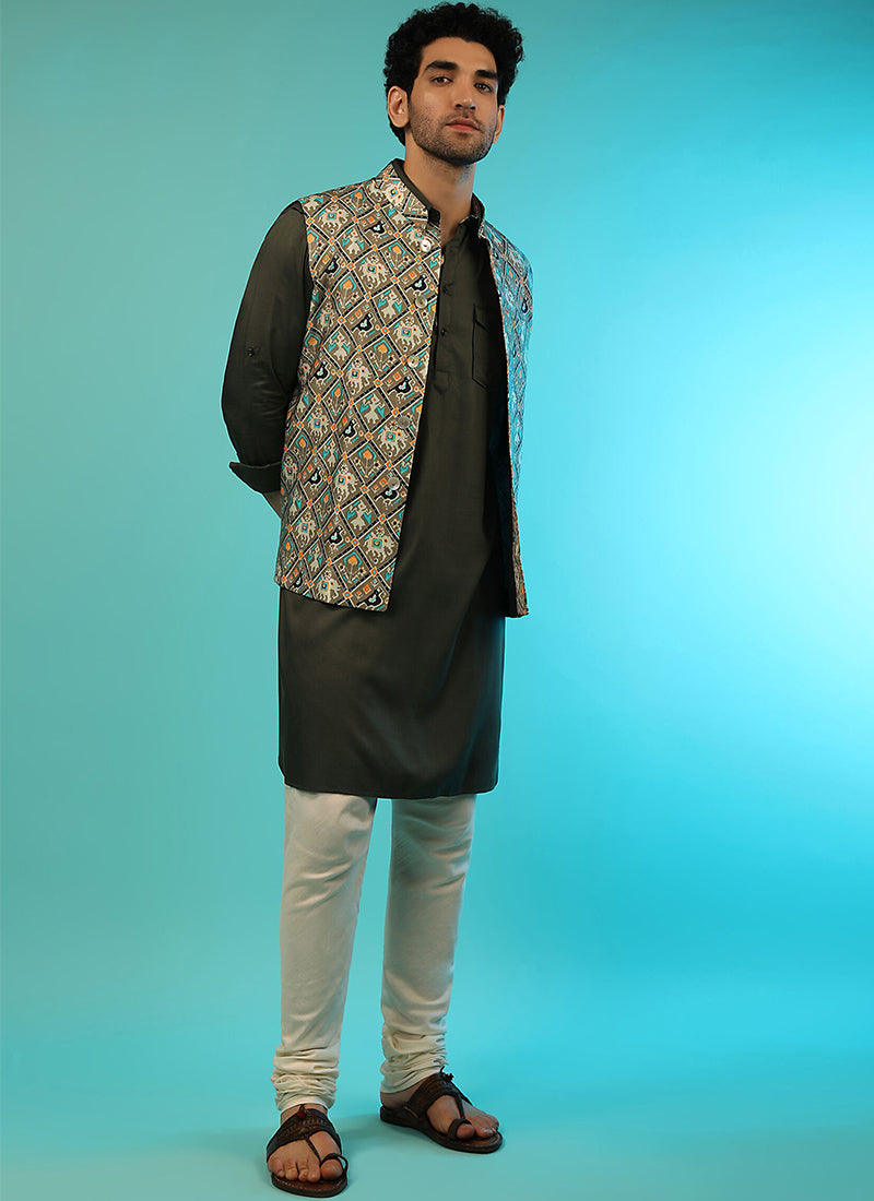 Black Satin Men's Wear Kurta Pajama