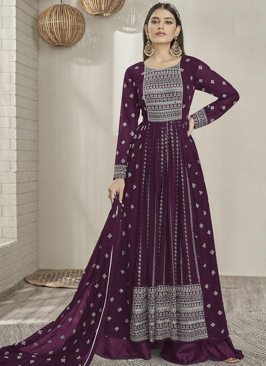 Magenta Georgette Palazzo Suit