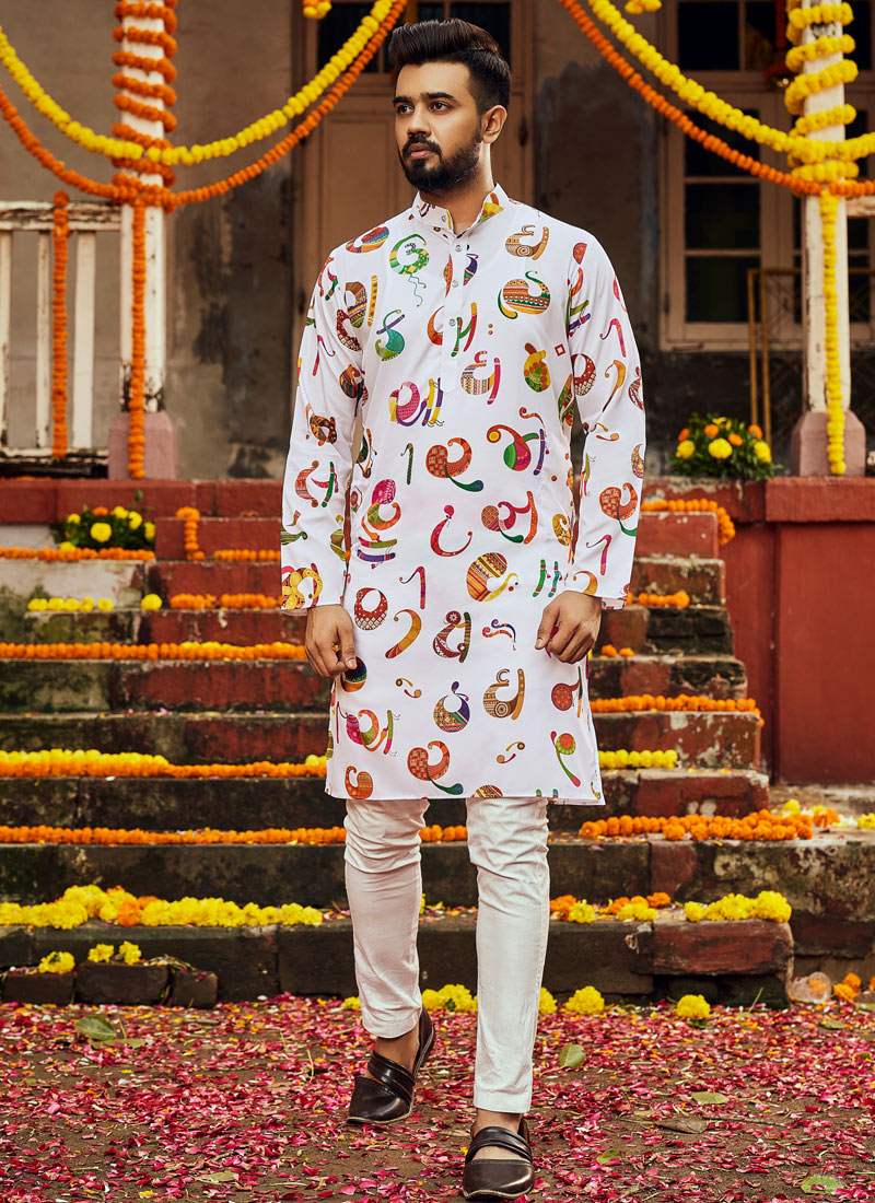 White Navratri Kurta Pajama