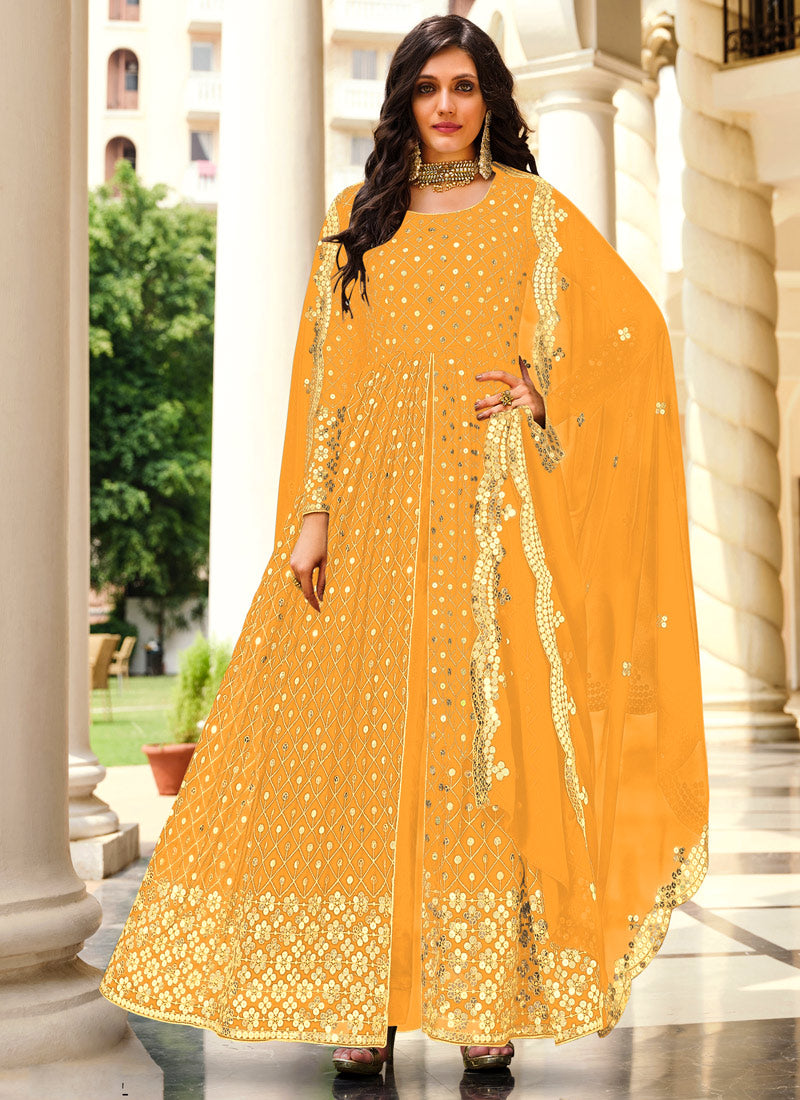 Yellow Georgette Anarkali Suit